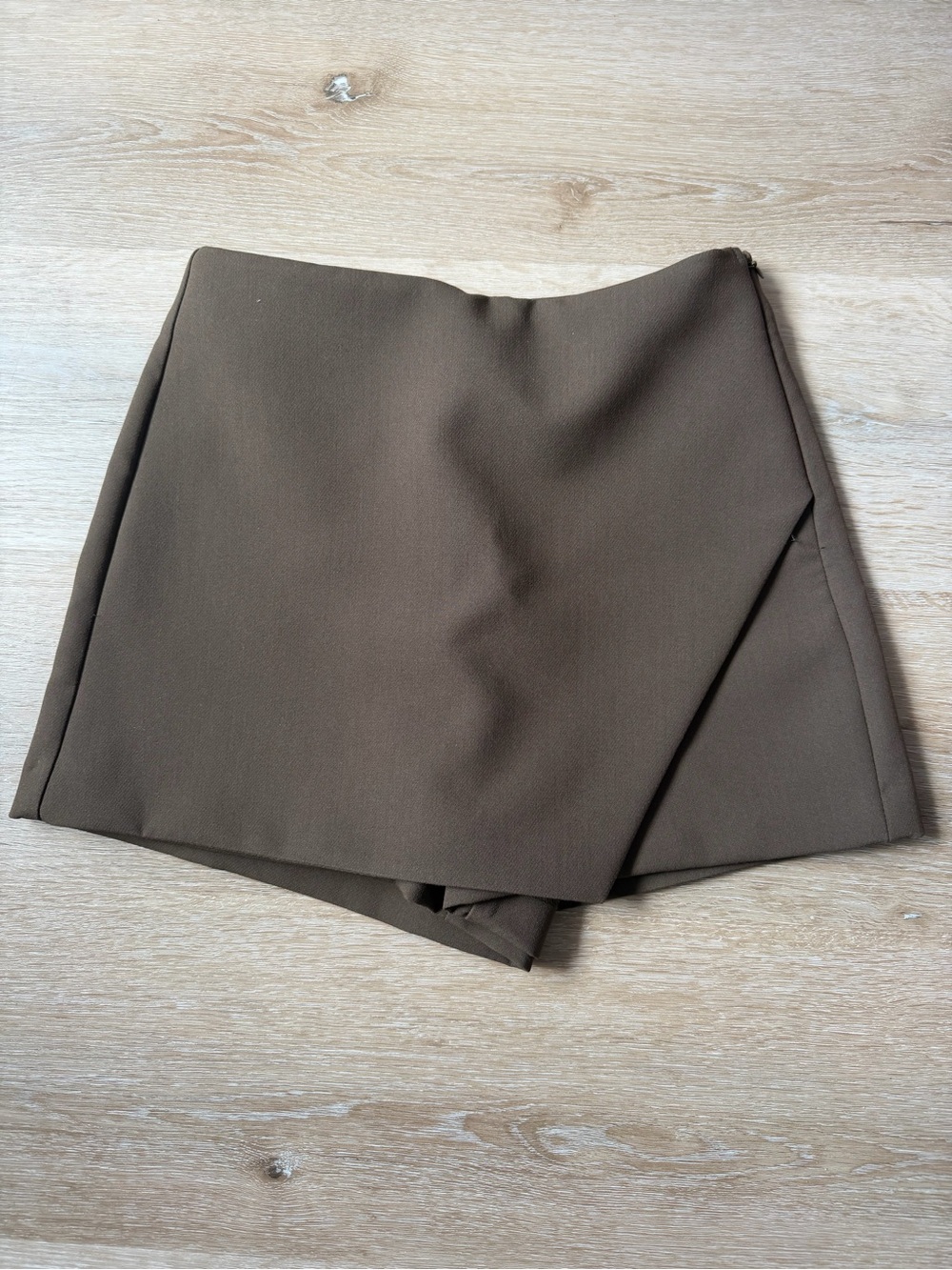 Zara Olive Wrap-Front Skort